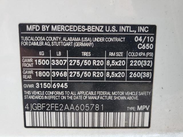 Photo 12 VIN: 4JGBF2FE2AA605781 - MERCEDES-BENZ GL-CLASS 