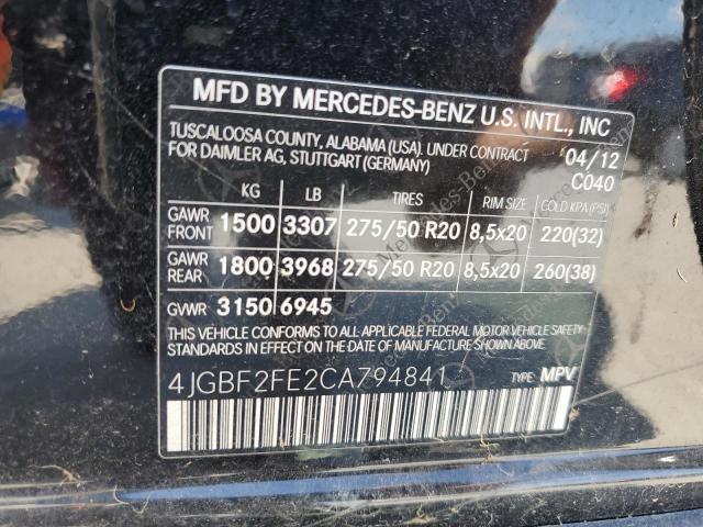 Photo 12 VIN: 4JGBF2FE2CA794841 - MERCEDES-BENZ GL 350 BLU 