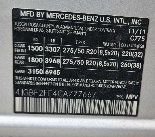 Photo 9 VIN: 4JGBF2FE4CA777667 - MERCEDES-BENZ GL 350 BLU 