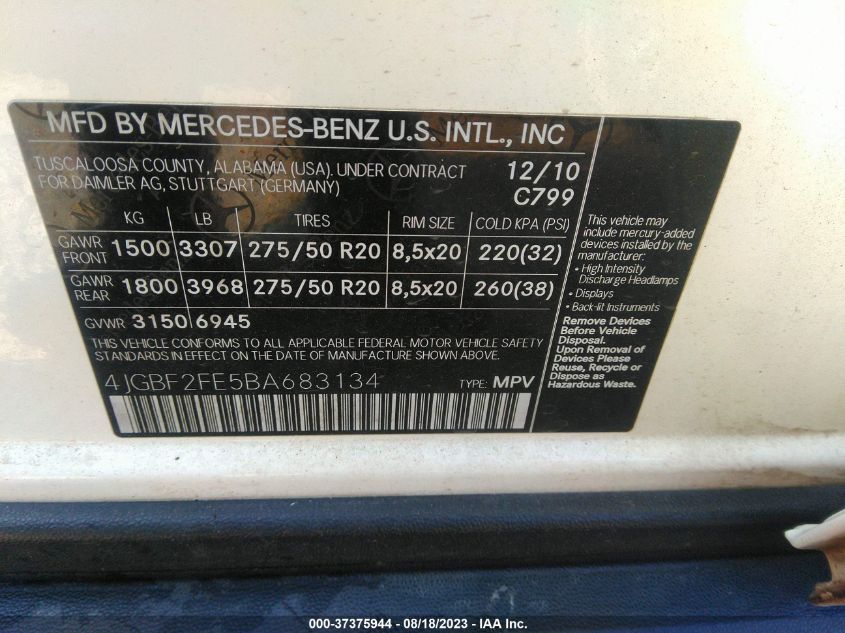 Photo 8 VIN: 4JGBF2FE5BA683134 - MERCEDES-BENZ GL-KLASSE 