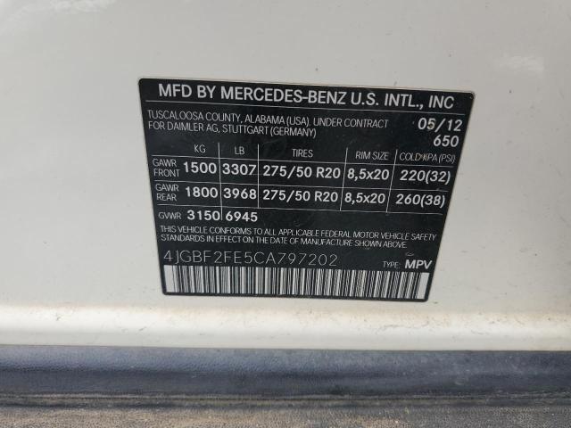 Photo 12 VIN: 4JGBF2FE5CA797202 - MERCEDES-BENZ GL 350 BLU 