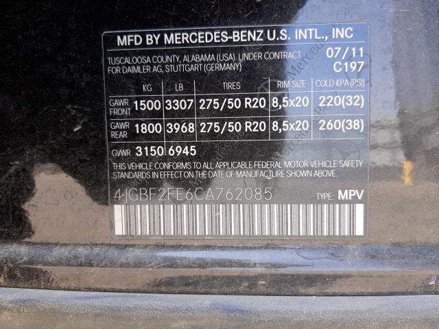 Photo 9 VIN: 4JGBF2FE6CA762085 - MERCEDES-BENZ GL 350 BLU 