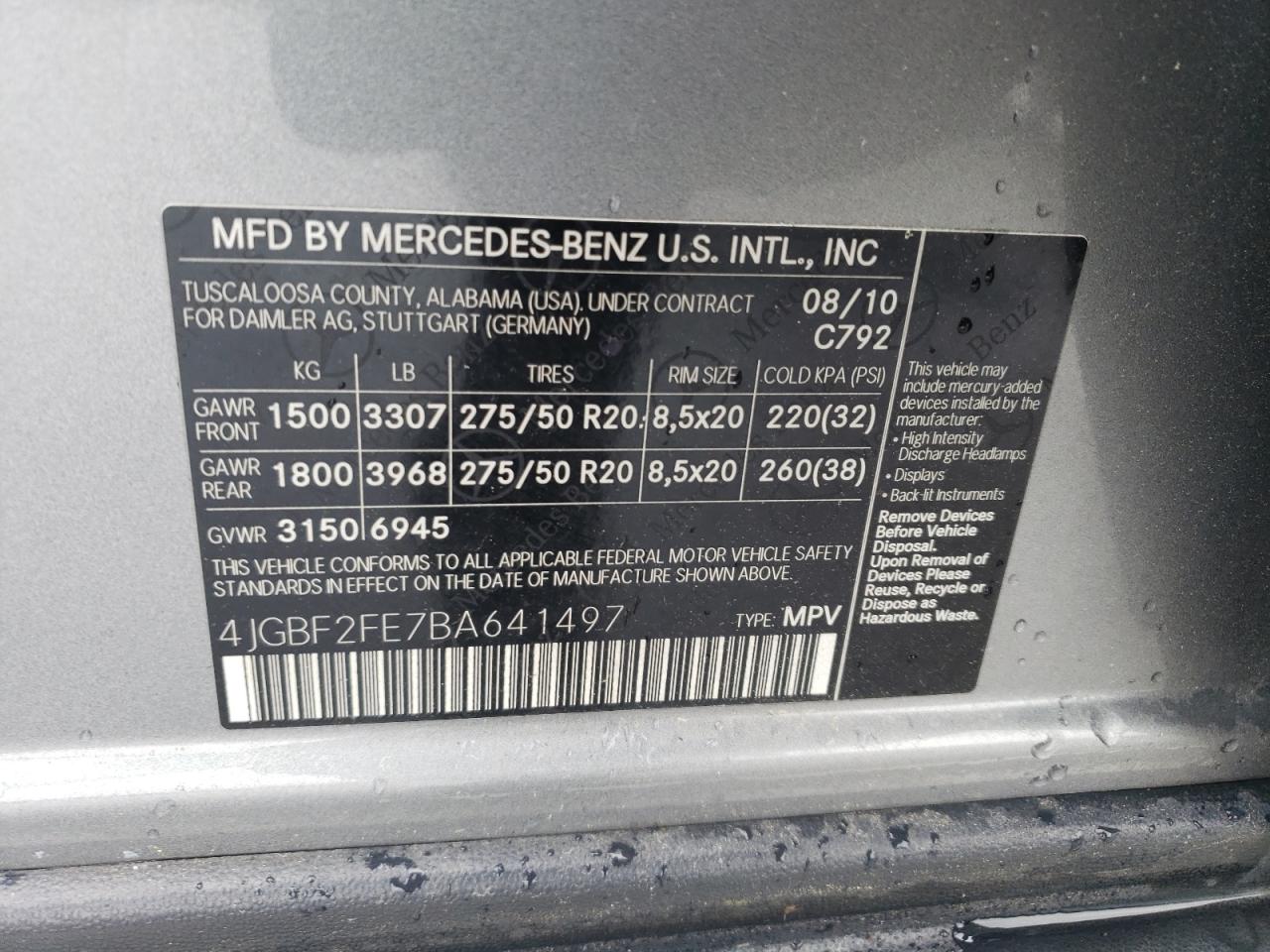 Photo 12 VIN: 4JGBF2FE7BA641497 - MERCEDES-BENZ GL-KLASSE 