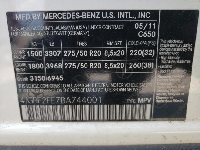 Photo 12 VIN: 4JGBF2FE7BA744001 - MERCEDES-BENZ GL-CLASS 