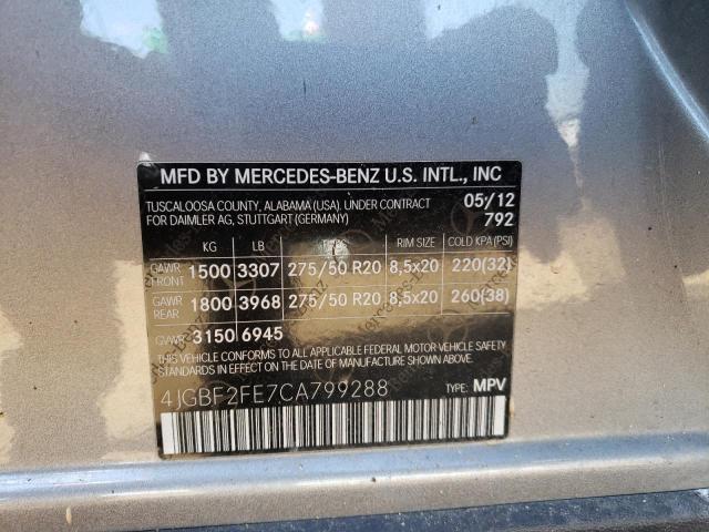 Photo 9 VIN: 4JGBF2FE7CA799288 - MERCEDES-BENZ GL 350 BLU 