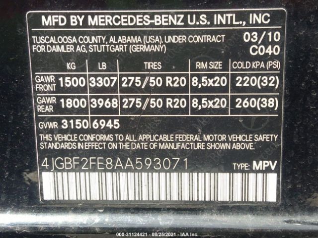 Photo 8 VIN: 4JGBF2FE8AA593071 - MERCEDES-BENZ GL-CLASS 