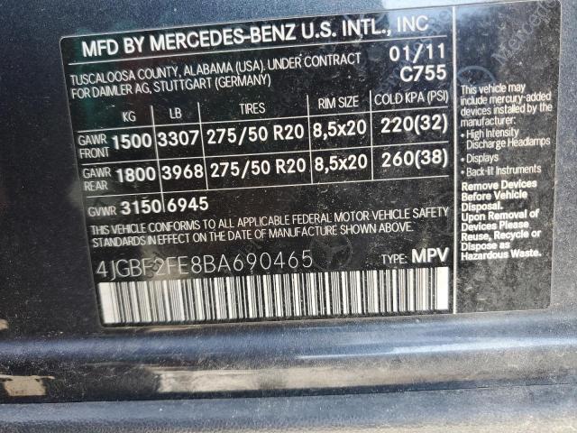 Photo 13 VIN: 4JGBF2FE8BA690465 - MERCEDES-BENZ GL 350 BLU 