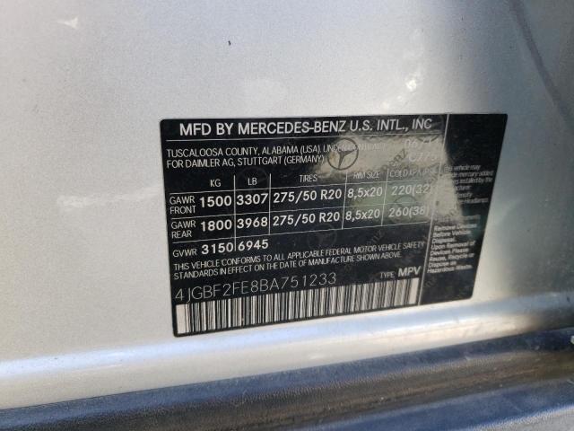 Photo 9 VIN: 4JGBF2FE8BA751233 - MERCEDES-BENZ GL 350 BLU 