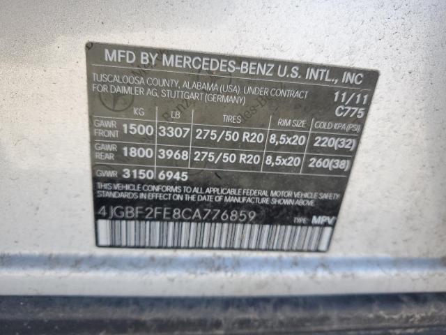 Photo 12 VIN: 4JGBF2FE8CA776859 - MERCEDES-BENZ GL 350 BLU 