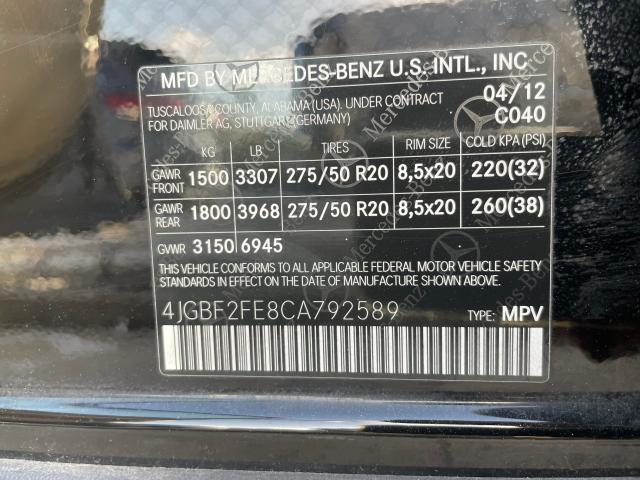 Photo 9 VIN: 4JGBF2FE8CA792589 - MERCEDES-BENZ GL 350 BLU 