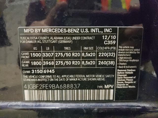 Photo 9 VIN: 4JGBF2FE9BA688837 - MERCEDES-BENZ GL 350 BLU 