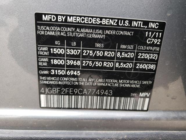 Photo 12 VIN: 4JGBF2FE9CA774943 - MERCEDES-BENZ GL 350 BLU 