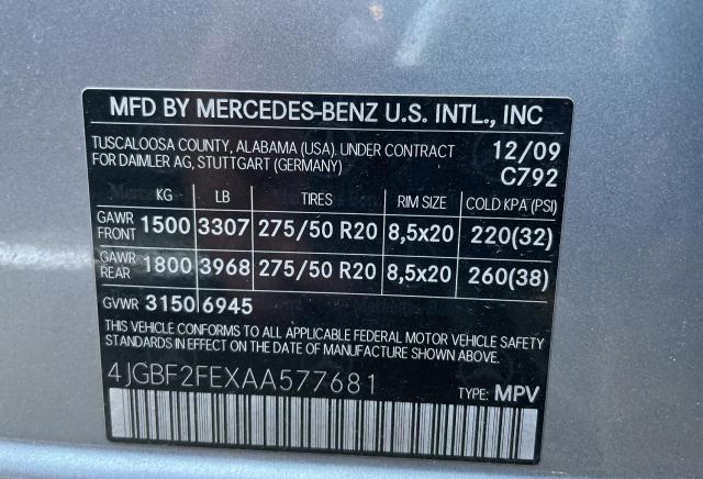 Photo 9 VIN: 4JGBF2FEXAA577681 - MERCEDES-BENZ GL 350 BLU 