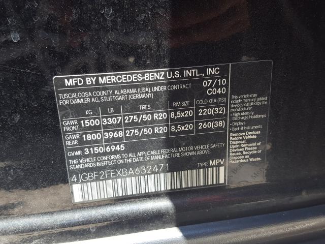 Photo 9 VIN: 4JGBF2FEXBA632471 - MERCEDES-BENZ GL 350 