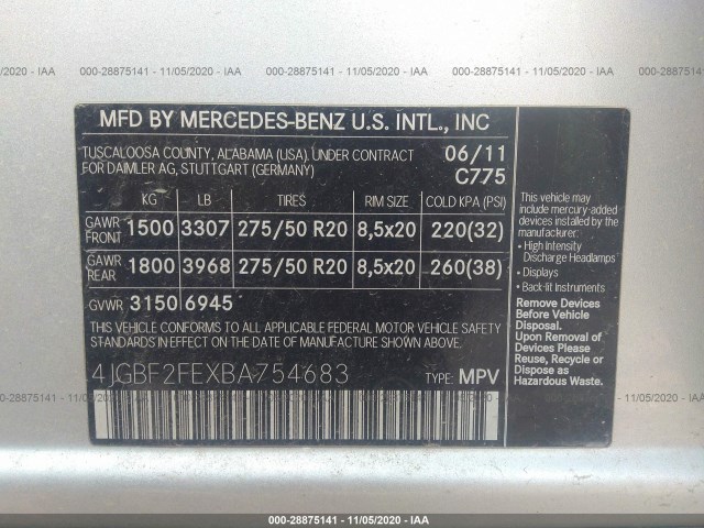 Photo 8 VIN: 4JGBF2FEXBA754683 - MERCEDES-BENZ GL-CLASS 