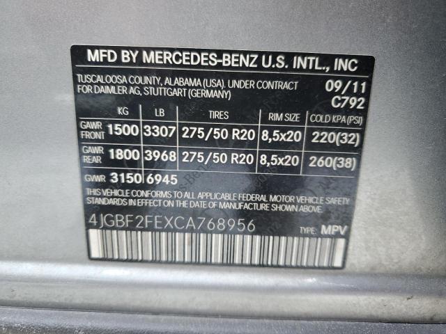 Photo 12 VIN: 4JGBF2FEXCA768956 - MERCEDES-BENZ GL-CLASS 