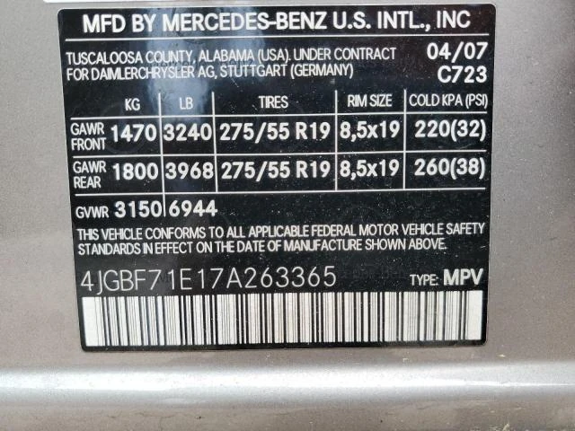 Photo 12 VIN: 4JGBF71E17A263365 - MERCEDES-BENZ GL 450 4MA 