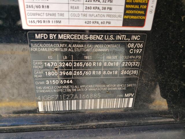 Photo 12 VIN: 4JGBF71E27A166885 - MERCEDES-BENZ GL 450 4MA 