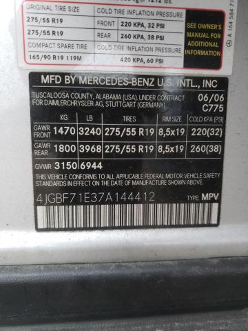 Photo 12 VIN: 4JGBF71E37A144412 - MERCEDES-BENZ GL 450 4MA 