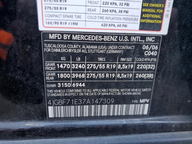 Photo 12 VIN: 4JGBF71E37A147309 - MERCEDES-BENZ GL-CLASS 