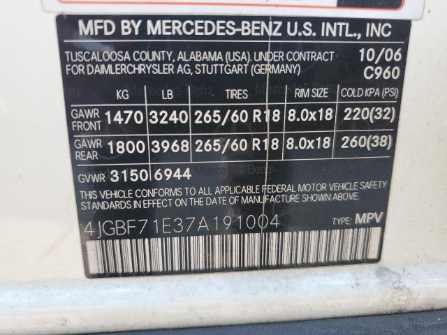 Photo 12 VIN: 4JGBF71E37A191004 - MERCEDES-BENZ GL-CLASS 