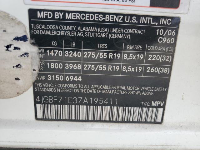 Photo 12 VIN: 4JGBF71E37A195411 - MERCEDES-BENZ GL 450 4MA 