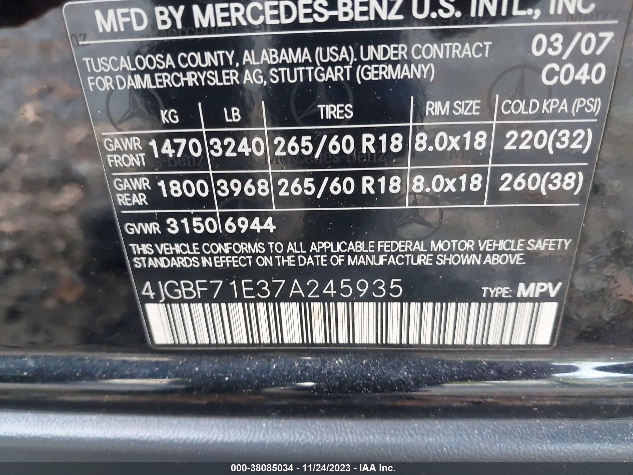 Photo 8 VIN: 4JGBF71E37A245935 - MERCEDES-BENZ GL-KLASSE 