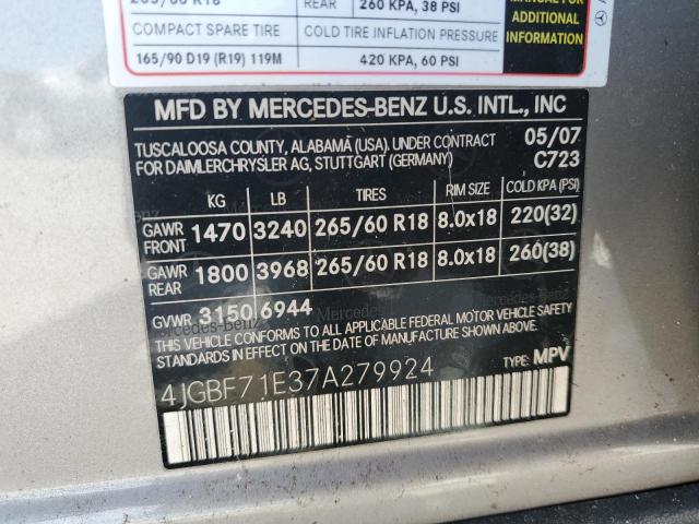 Photo 12 VIN: 4JGBF71E37A279924 - MERCEDES-BENZ GL 450 4MA 