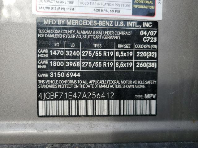 Photo 12 VIN: 4JGBF71E47A256412 - MERCEDES-BENZ GL 450 4MA 