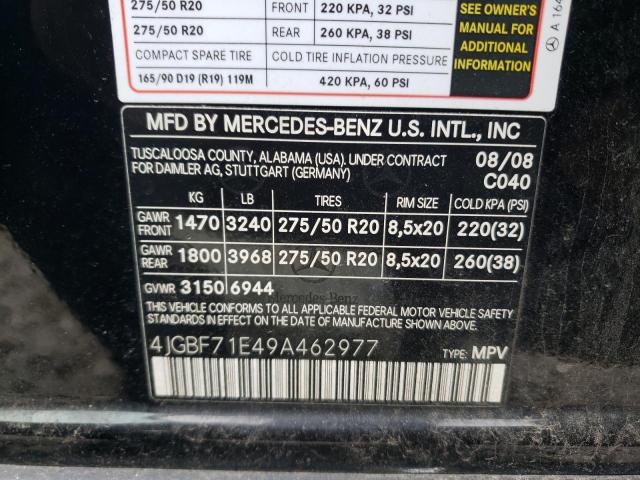 Photo 12 VIN: 4JGBF71E49A462977 - MERCEDES-BENZ GL 450 4MA 