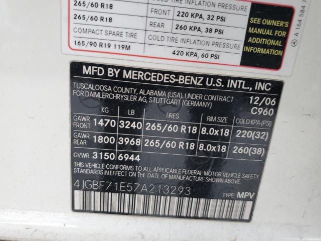 Photo 12 VIN: 4JGBF71E57A213293 - MERCEDES-BENZ GL 450 4MA 