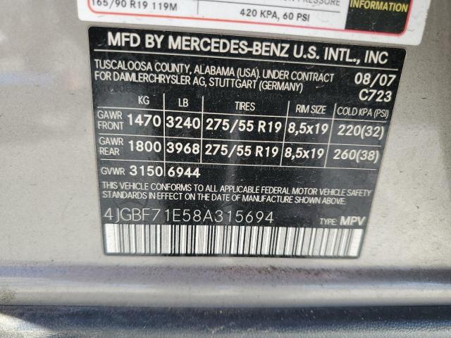 Photo 12 VIN: 4JGBF71E58A315694 - MERCEDES-BENZ GL 450 4MA 