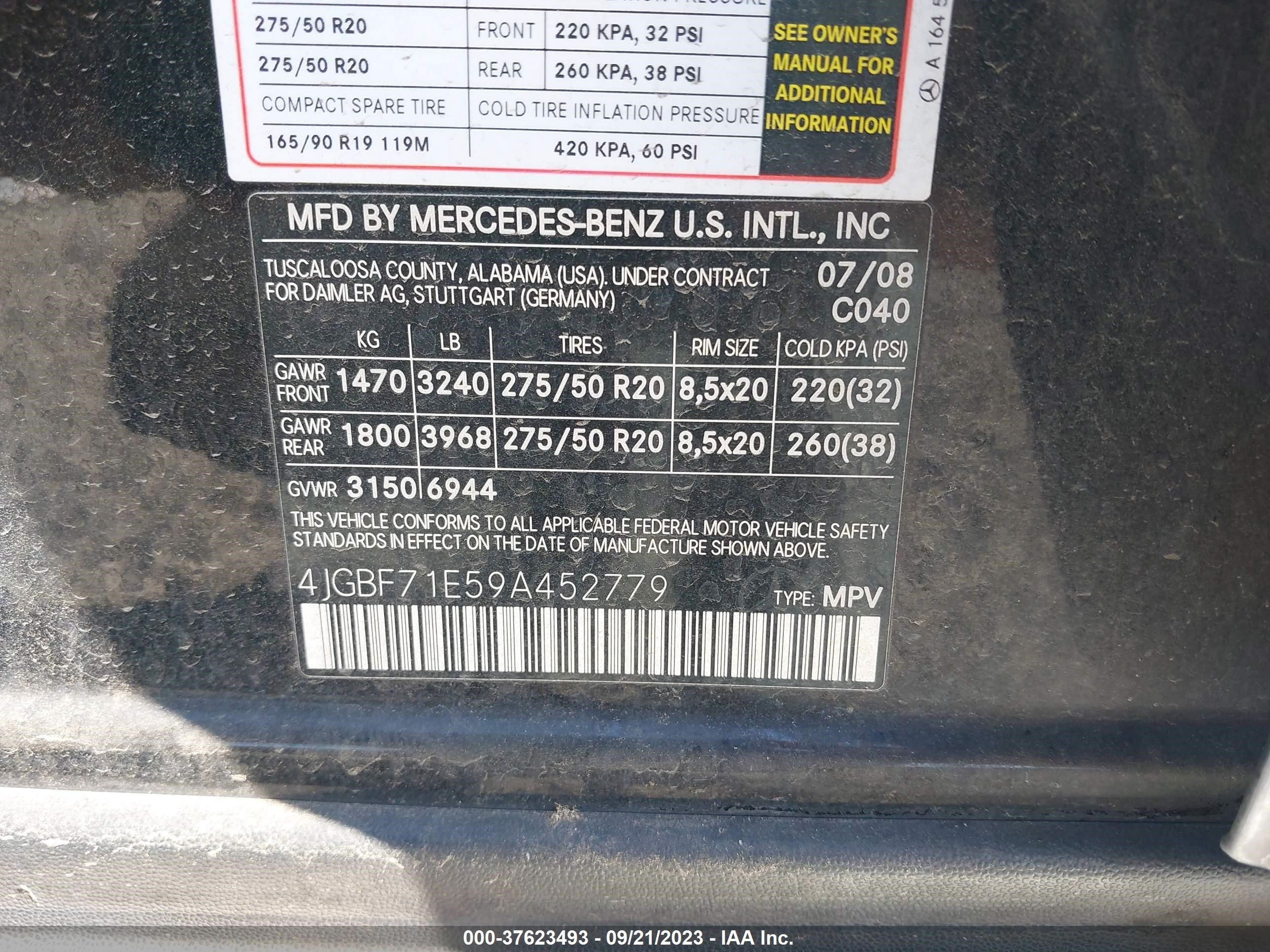 Photo 8 VIN: 4JGBF71E59A452779 - MERCEDES-BENZ GL-KLASSE 