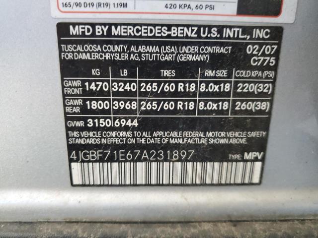 Photo 12 VIN: 4JGBF71E67A231897 - MERCEDES-BENZ GL 450 4MA 