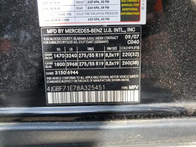 Photo 12 VIN: 4JGBF71E78A325451 - MERCEDES-BENZ GL 450 4MA 