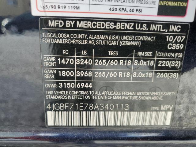 Photo 12 VIN: 4JGBF71E78A340113 - MERCEDES-BENZ GL 450 4MA 