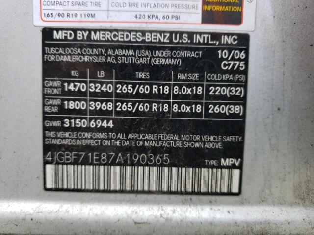 Photo 12 VIN: 4JGBF71E87A190365 - MERCEDES-BENZ GL-CLASS 