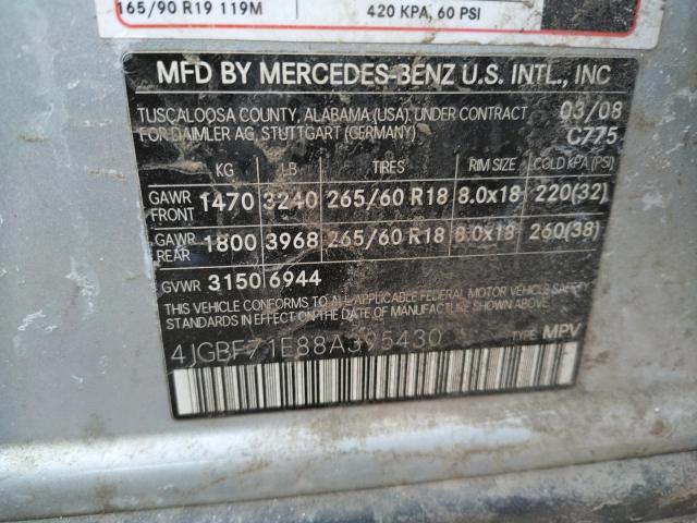 Photo 9 VIN: 4JGBF71E88A395430 - MERCEDES-BENZ GL 450 4MA 