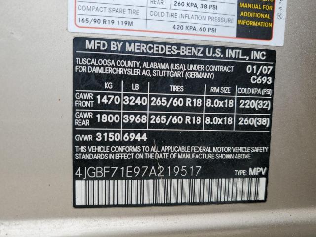 Photo 12 VIN: 4JGBF71E97A219517 - MERCEDES-BENZ GL-CLASS 