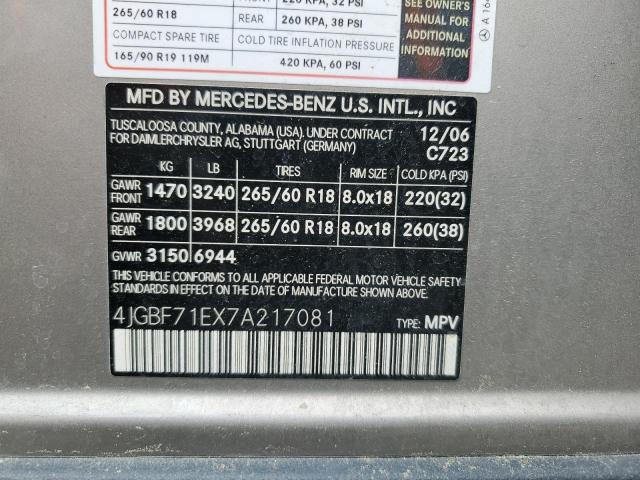 Photo 12 VIN: 4JGBF71EX7A217081 - MERCEDES-BENZ GL-CLASS 