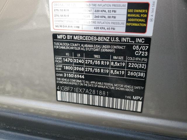 Photo 13 VIN: 4JGBF71EX7A281881 - MERCEDES-BENZ GL 450 4MA 