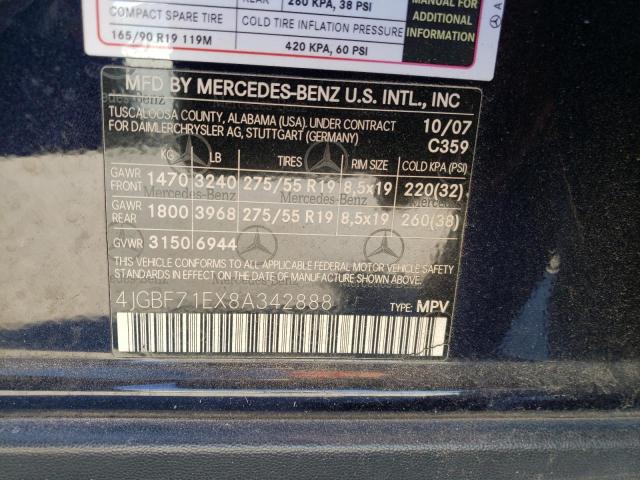 Photo 9 VIN: 4JGBF71EX8A342888 - MERCEDES-BENZ GL 450 4MA 