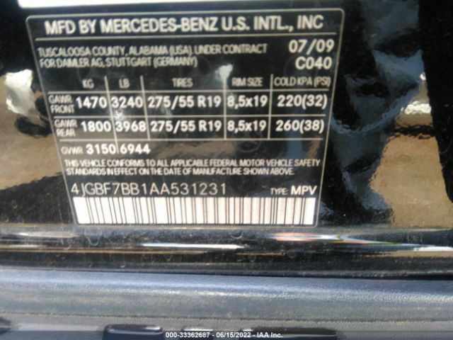 Photo 8 VIN: 4JGBF7BB1AA531231 - MERCEDES-BENZ GL-CLASS 