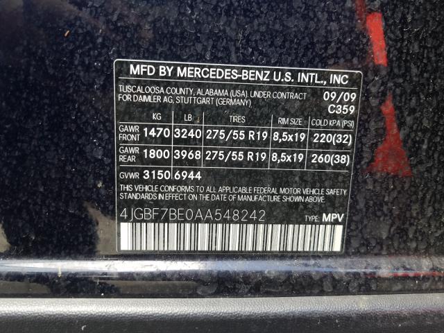 Photo 9 VIN: 4JGBF7BE0AA548242 - MERCEDES-BENZ GL 450 4MA 