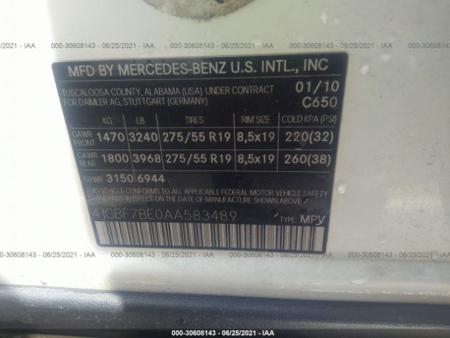 Photo 8 VIN: 4JGBF7BE0AA583489 - MERCEDES-BENZ GL-CLASS 