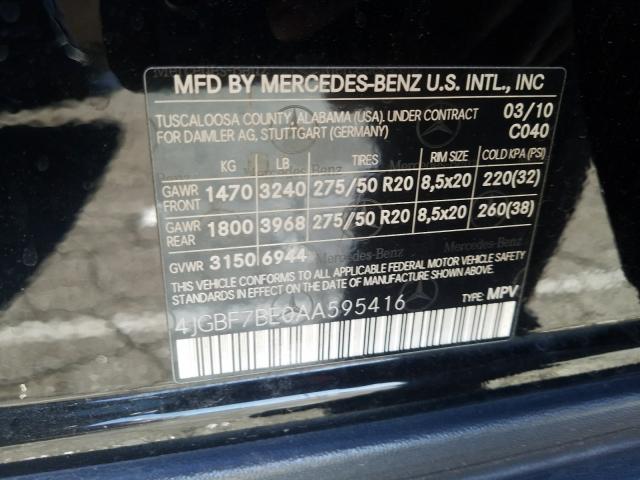 Photo 9 VIN: 4JGBF7BE0AA595416 - MERCEDES-BENZ GL 450 4MA 