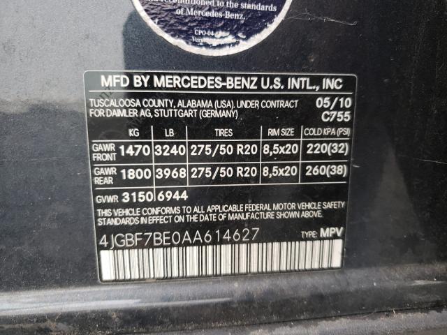 Photo 9 VIN: 4JGBF7BE0AA614627 - MERCEDES-BENZ GL 450 4MA 