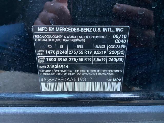 Photo 9 VIN: 4JGBF7BE0AA619312 - MERCEDES-BENZ GL 450 4MA 