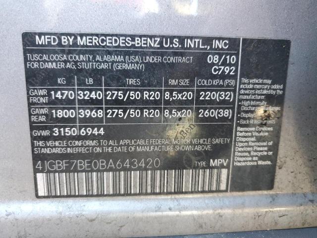 Photo 9 VIN: 4JGBF7BE0BA643420 - MERCEDES-BENZ GL 450 4MA 