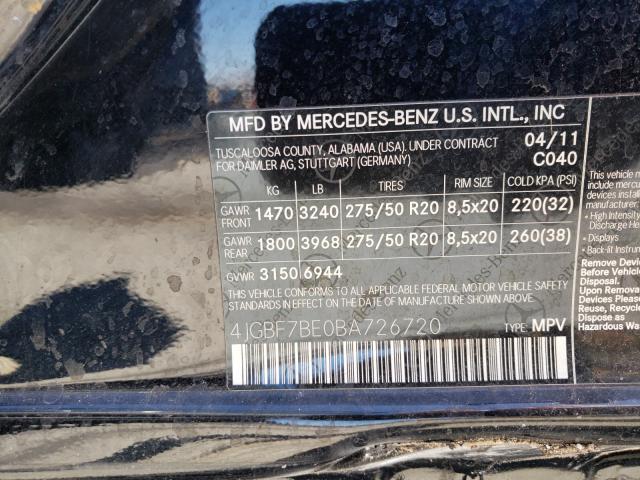 Photo 9 VIN: 4JGBF7BE0BA726720 - MERCEDES-BENZ GL 450 4MA 